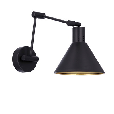 Kinkiet regulowany COPENHAGEN czarno-złoty - lampa do czytania w stylu industrialnym E14 