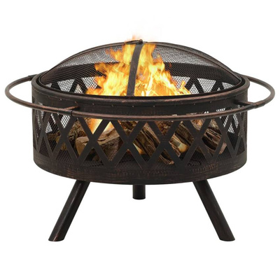 vidaXL Rustykalne palenisko z pogrzebaczem, 76 cm, XXL, stal
