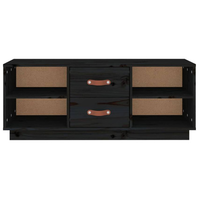 vidaXL Szafka pod TV, czarna, 100x34x40 cm, lite drewno sosnowe