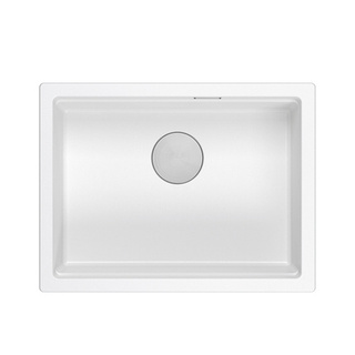 LOGAN 100 GraniteQ zlewozmywak snow white 59,5x45,1x21,5 cm 1-komorowy podwieszany z syfonem manualnym stal szlachetna
