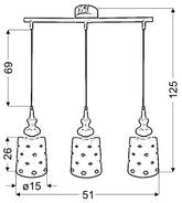Lampa wisząca 3xE27 51cm biała stal HAMP 33-51943