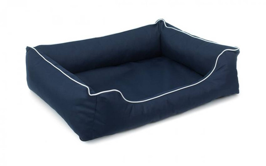 Legowisko dla psa Sofa Valencia Orthopedic w kolorze granatowym z białym wykończeniem Rozmiar: XL - 120 x 90 cm - do samodzielnego złożenia