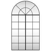 vidaXL Lustro ścienne, czarne, 80x140 cm, zakończone łukiem, żelazo