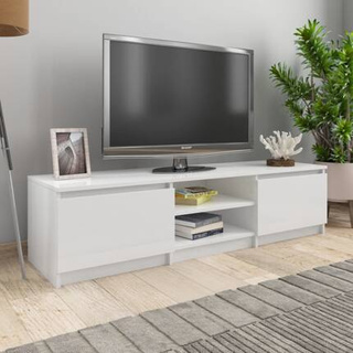 vidaXL Szafka pod TV, wysoki połysk, biała, 140x40x35,5 cm