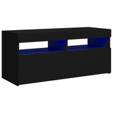 Szafka pod TV z oświetleniem LED, czarna, 90x35x40 cm vidaXL