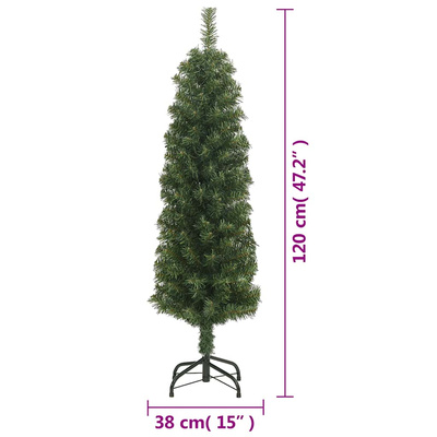Smukła sztuczna choinka ze stojakiem, zielona, 120 cm, PVC