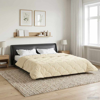 Zimowa Kołdra Kremowy 220 x 260 cm Mikrofibra i Fleece Teddy