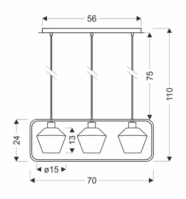 Niko Lampa Wisząca Czarny 3X40W E27 Klosz Bezbarwny Karbowany 33-26866
