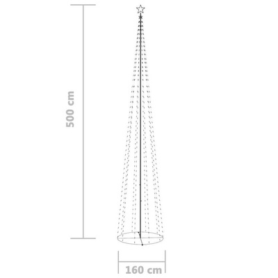 vidaXL Choinka stożkowa, 752 niebieskich lampek LED, 160x500 cm