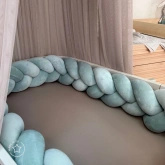 Welurowy Warkocz do Łóżeczka 210 cm Zielony