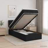 Łóżko z pojemnikiem i materacem LED Czarny 90 x 190 cm tkanina