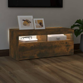 Szafka pod TV z oświetleniem LED, przydymiony dąb, 90x35x40 cm vidaXL