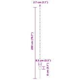 Wbudowany słupek ogrodzeniowy 5 szt. srebrny 200 cm