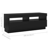 vidaXL Szafka pod TV z oświetleniem LED, czarna, 300x35x40 cm