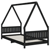 vidaXL Rama łóżka dziecięcego, czarna, 90x190 cm, drewno sosnowe model standard