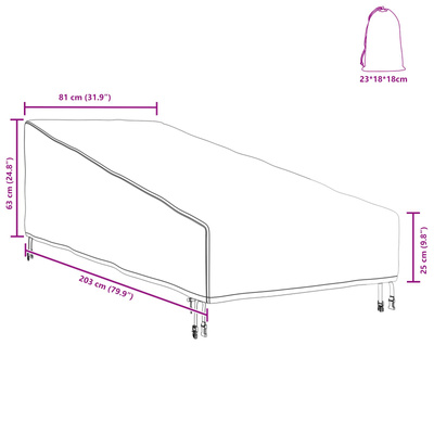 Pokrowiec na meble ogrodowe 203 x 81 x 63 cm Prostokątny Czarny