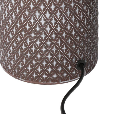 Lampka nocna Iner brązowa ceramiczna z abażurem klasyczna