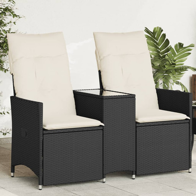 Rozkładana sofa ogrodowa dla 2 os., ze stolikiem, czarna