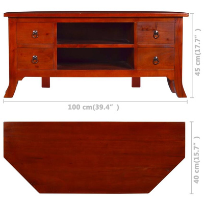 vidaXL Szafka pod TV, klasyczny brąz, 100x40x45 cm, drewno mahoniowe