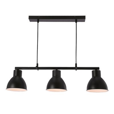 Lampa wisząca INEZZ 3x60W E27 czarna, nowoczesna oprawa sufitowa z trzema kloszami do salonu, jadalni lub kuchni, styl loft i industrial