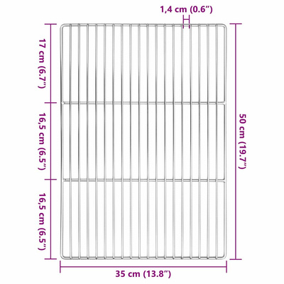 Ruszt grillowy Srebrny 50 x 35 cm Stal nierdzewna