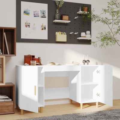 vidaXL Biurko, białe, 140x50x75 cm, materiał drewnopochodny wariant 9