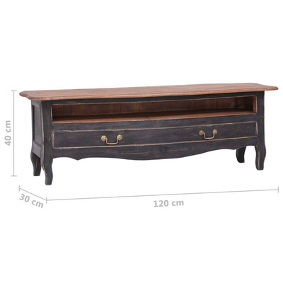 vidaXL Szafka pod TV, 120 x 30 x 40 cm, czarna, lite drewno odzyskane