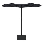 Podwójny parasol ogrodowy z LED, czarny, 316x145 cm