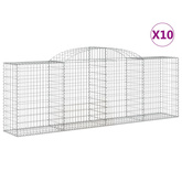 Kosze gabionowe, 10 szt, 300x50x100/120cm, galwanizowane żelazo