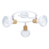 Lampa sufitowa spirala metal biała + drewno 3E14 Puerto Candellux 98-62697