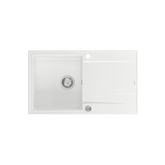 EVAN 111 GraniteQ zlewozmywak z syfonem Push 2 Open 1-komorowy z/o (860x500x210) snow white / elementy stalowe