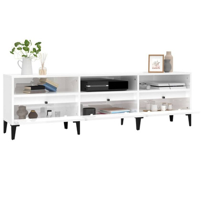 vidaXL Szafka pod TV, wysoki połysk, biała, 150x30x44,5 cm