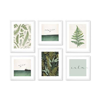 Zestaw obrazów w białej ramie 3x 30x30 i 3x 30x40