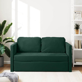 Sofa podłogowa 2-w-1, ciemnozielona, 122x204x55 cm, aksamit