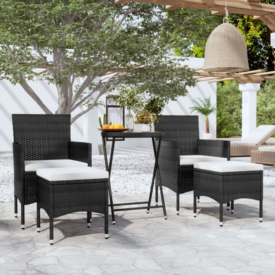 vidaXL 5-cz. zestaw mebli bistro do ogrodu, rattan PE i akacja, czarny