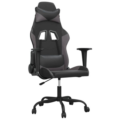 vidaXL Fotel gamingowy, czarno-szary, sztuczna skóra model standard