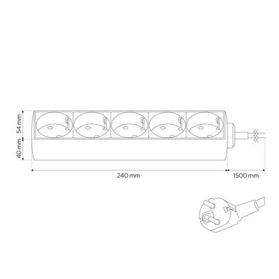 Przedłużacz domowy przenośny LOGAN S White 5 - krotny Schuko 1,5m EDO777571 EDO Solutions
