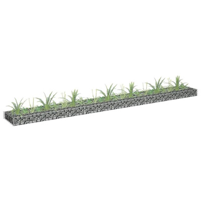 vidaXL Podwyższona donica gabionowa, galwanizowana stal, 270x30x10 cm
