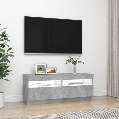 vidaXL Szafka pod TV z oświetleniem LED, szarość betonu, 100x35x40 cm
