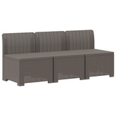 Sofa ogrodowa 3-osobowa z poduszkami w rattanowym wyglądzie