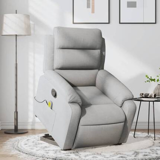 vidaXL Podnoszony fotel masujący, rozkładany, jasnoszary, tkanina model standard