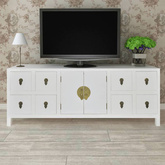 vidaXL Szafka pod TV, biała, 110x24x48 cm, materiał drewnopochodny