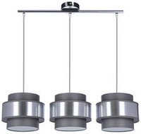 Lampa wisząca z abażurami Hare chromowa potrójna szary abażur do jadalni