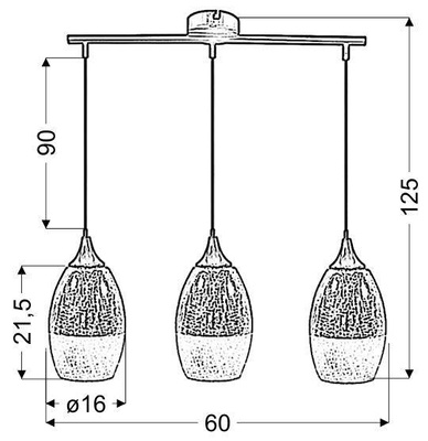 Lampa wisząca złota szklana regulowana 3x60W Celia Candellux 33-57327