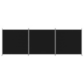 Parawan 3-panelowy, czarny, 525x180 cm, tkanina