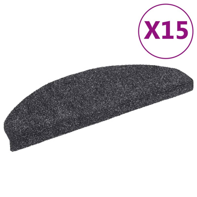 Maty na schody samoprzylepne 15 szt. 65x21x4 cm Ciemnoszary Półokrągły Duży