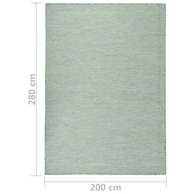 vidaXL Dywan zewnętrzny o płaskim splocie, 200x280 cm, turkusowy