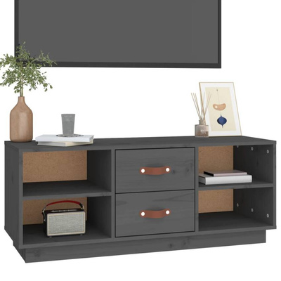 vidaXL Szafka pod TV, szara, 100x34x40 cm, lite drewno sosnowe