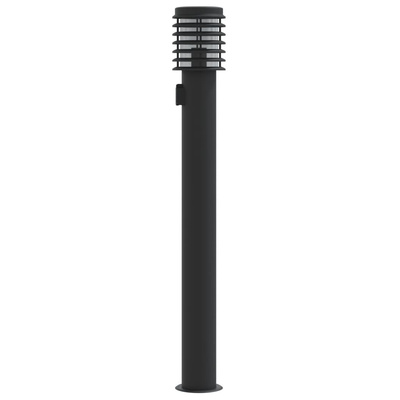 Lampa ogrodowa słupek z gniazdkiem, czarna, 110 cm, stal