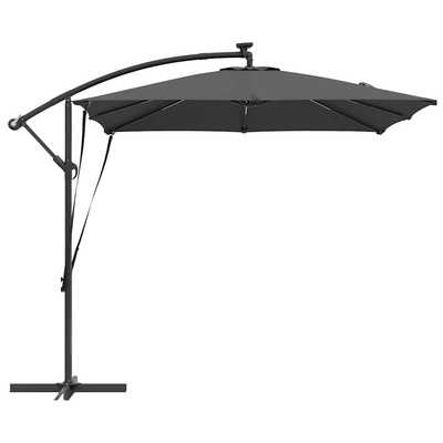 Parasol plażowy z paskami LED Antracyt 249 x 249 x 250 cm